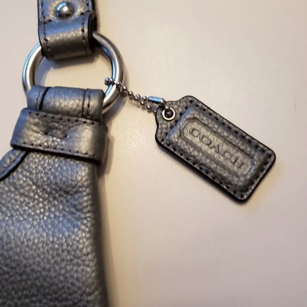 Coach Metallic Crossbody Silver Pewter Mid Size - Picture 10 of 16